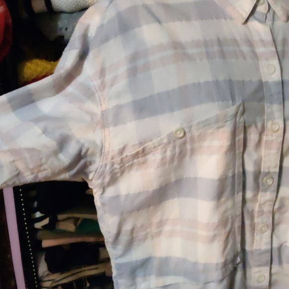 Free People pastel plaid pocketed button up shirt - Picture 3 of 10